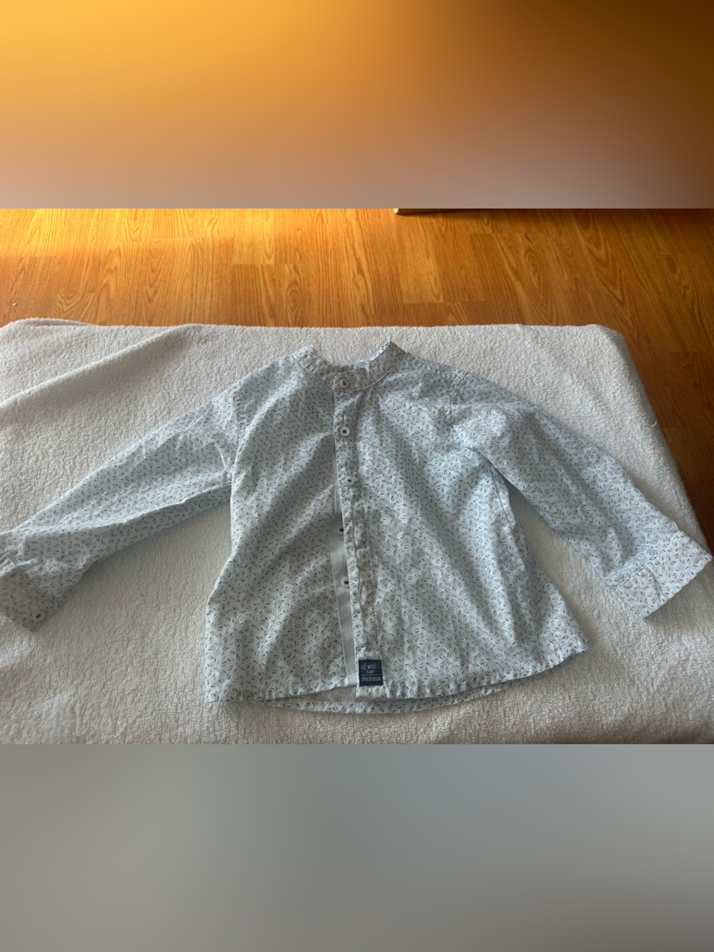 Boys Light Blue Micro Floral Button-Down Shirt